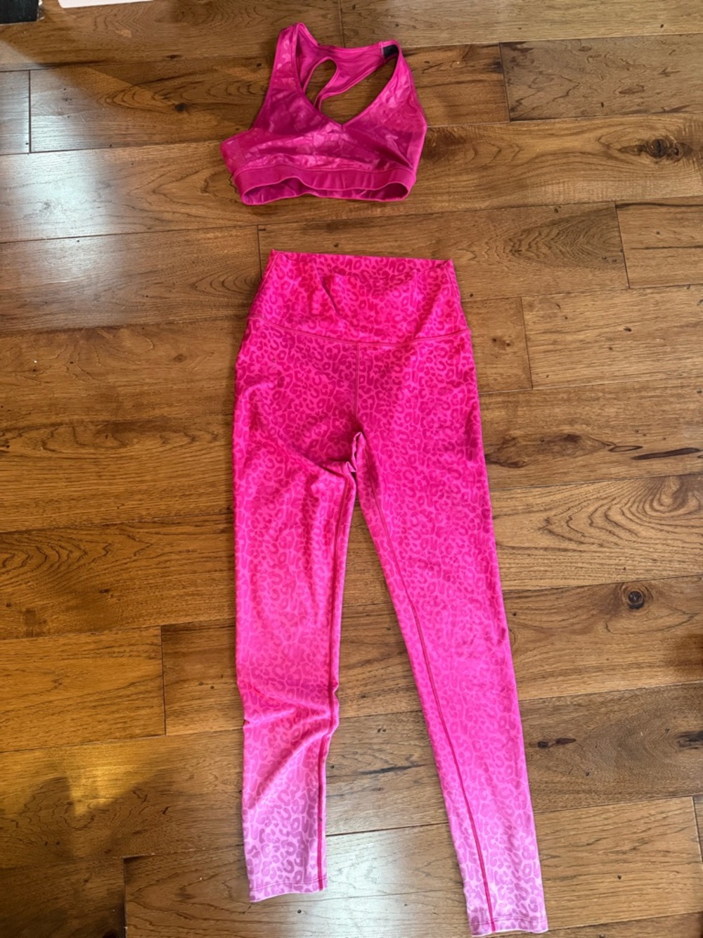 With Hot Pink Ombre Leopard Leggings & Carbon38 Sports Bra Set